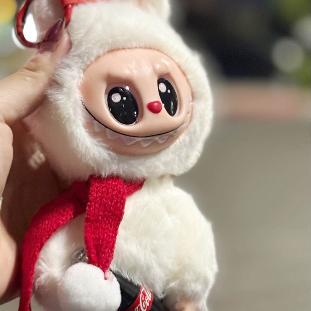 Adorable White and Red Plush Toy for Small Pets